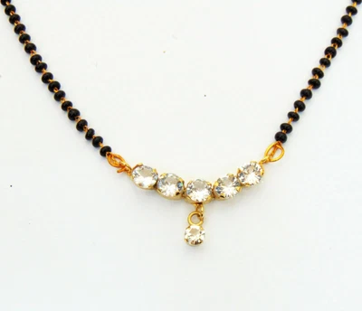 $18.69 • Buy Indian Ethnic Golden Mangalsutra Necklace Black Beads Chain Women Gift Jewelry