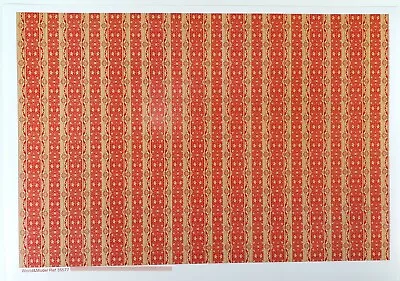 Dollhouse Wallpaper Red & Gold Wide Stripes World Model WM35577 • $11.54