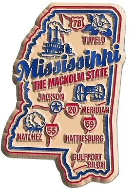 Mississippi The Magnolia State Premium Map Fridge Magnet • $6.99