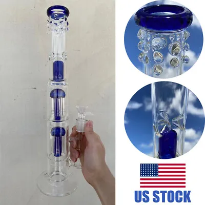 $37.99 • Buy 16inch Blue Glass Bong Percolate Bongs Tornado Hookah Water Pipe Smoking Pipes