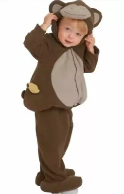 Old Navy Brown Monkey Jacket Pants Plush Hooded Halloween Costume Toddler 2t 3t • $30