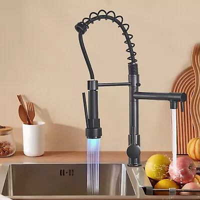 Oil Rubbed Bronze Kitchen Faucet Sink Mixer LED Pull Down Sprayer Single Handle • $36.99