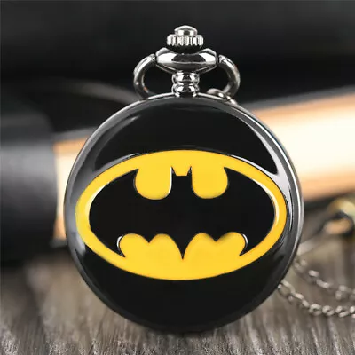 Pocket Watch Necklace Gift Batman Black Case Steampunk Casual Style Luxury Women • $4.74