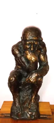 August Rodin The Thinker Bronze Color Chalkware Sculpture 16  Marwal Ind Inc • $44