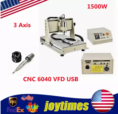 CNC 6040 VFD USB Router 3 Axis 1500W Engraving Engraver Metal Wood Mill Machine • $1099