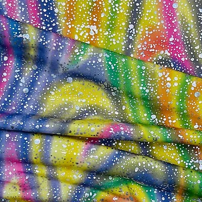 £8.49 • Buy Rainbow Sparkle Stretch Cotton Viscose Jersey Maxi Dress Dance Lycra Fabric