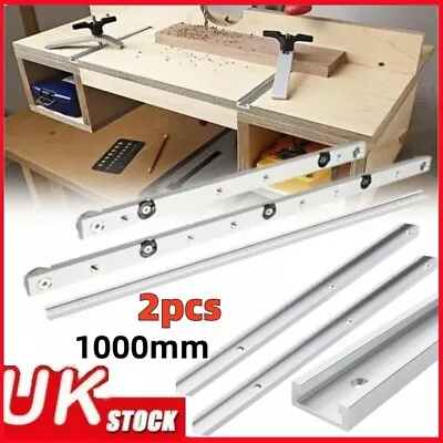 2pcs 1000mm T-Track Miter Slot Table Saw Gauge Aluminium Alloy Woodworking Tool • £11.98