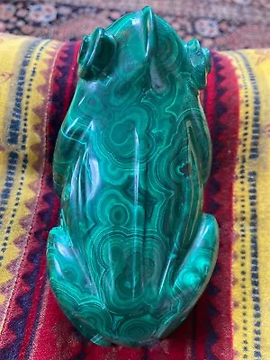 LARGE MALACHITE FROG 1110kg Gemstone Animal Carving 6 Inches Long  • £130