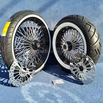 DNA Mammoth 52 Spoke Black Wheels 2 Rotor Tire Harley 08-23 Softail Deluxe FLSTN • $2095