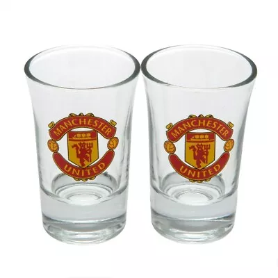 Manchester United FC 2 Pack Club Crest Shot Glasses Official Licensed Product • £9.99