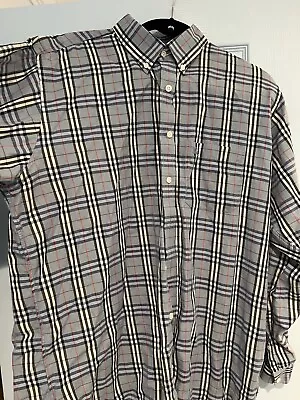 Burberry Classic Blue Plaid Long Sleeve Button Down Shirt Size X-Large • $17.50