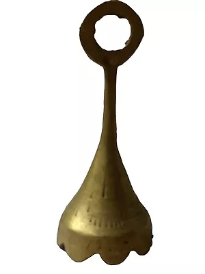 Ornament Vintage Etched Brass Bell Ritual Altar Garden India  3” X 1” Decor • $29.99