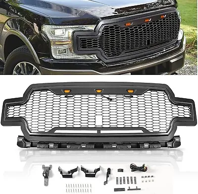 Fit 2018 2019 2020 Ford F150 Front Hood Grille Grill W/LED Wiring Raptor Style • $138