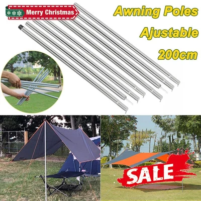 $15.80 • Buy 4/6Pcs Universal Adjustable Tent Poles 200cm Steel Awning Tent Canopy Tarp Pole