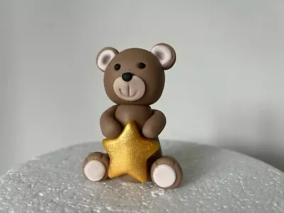 Teddy Bear. Edible Cake Topper. Christening. Baby Shower. Fondant Decoration • £11.90