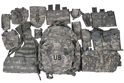 DAMAGED US Army Rifleman Set System ACU UCP Camo Assault Pack Pouches Vest • $34.95
