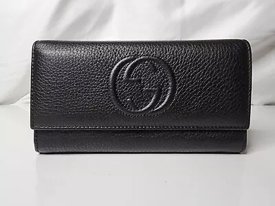 NEW Gucci 598206 Black Leather GG Logo SOHO Continental Wallet • $299