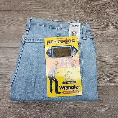 WRANGLER Mens Jeans Cowboy 36 X 30 Pro Rodeo Competition Cut Light Wash Blue New • $44.99