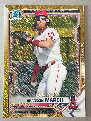 2021 Bowman Chrome Gold Shimmer Refractor 37/50 Brandon Marsh #BCP-112 • $0.99