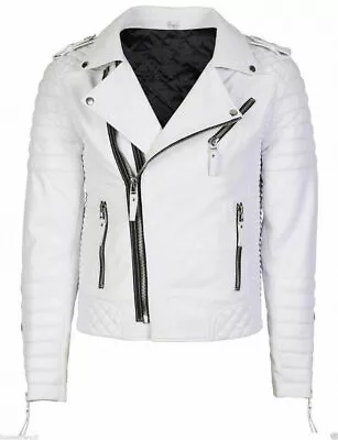 Motorcycle Riding Jacket White Motorcycle Jacket Leather Biker Jacket Mens • $113.70