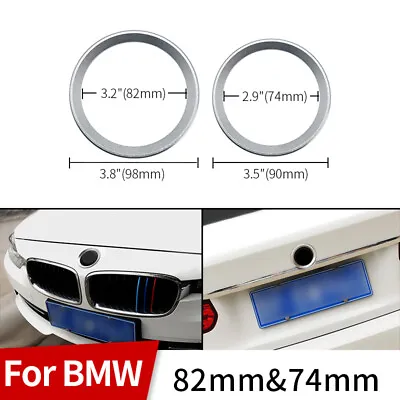 2pcs Car Front Rear Trunk Logo Chrome Silver Ring Decor For BMW 82mm 74mm Emblem • $16.20