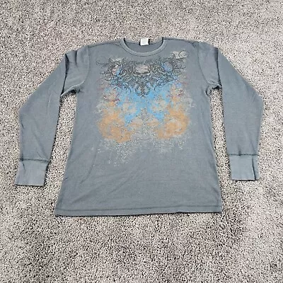 Miami Ink Shirt Mens 2XL XXL Gray Thermal Graphic Print Long Sleeve Waffle Knit • $28.98