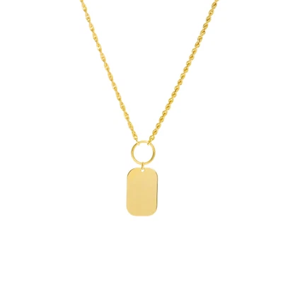 $506.40 • Buy Engravable Dog Tag Pendant Necklace Solid 14K Real Gold Adjustable Rope Chain