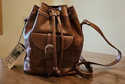 Vintage Hand Tooled Tan Leather FORCE TEN CLASSIC Hobo Style Handbag Purse • $34