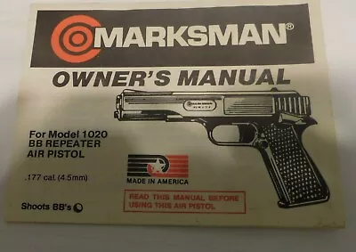 Crossman Marksman Mdl 1020 Bb Repeater Owners Manual • $2