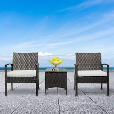 4PCS/3PCS Patio PE Rattan Wicker Sofa Set Outdoor Garden Furniture W/ Table • $108.99