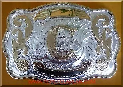 New Initial   C    Rodeo Big Huge Large Cowboy Western Belt Buckle • $14.99