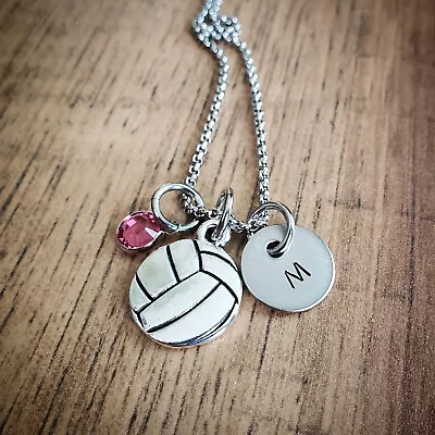 Personalized Volleyball Necklace Girls Volleyball Gifts Team Gift Birthstone • $15.99