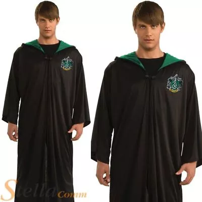 Mens Slytherin Robe Harry Potter Halloween Book Week Fancy Dress Costume • £14.99