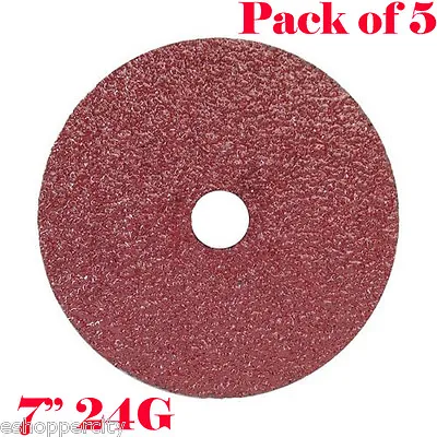 5x 7  Pro Resin Fiber Sanding Grinding Disc A/O 24 Grit Coarse 7/8  Arbor AO • $8.45