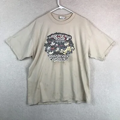 $16 • Buy Vintage 2002 Walt Disney World Happy New Year T-Shirt Mens XL Unisex STAINED
