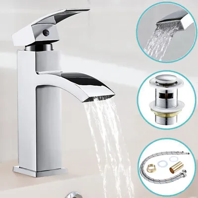 £21.99 • Buy Waterfall Bathroom Sink Counter Tap Basin Sink Mixer Chrome Mono Faucet + Waste