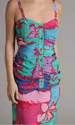 Miguelina Valerie Iris Silk Multicolor Crepe Dress Size Large • $495