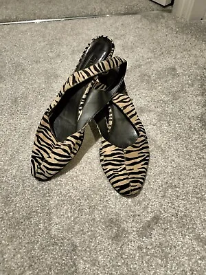 TopShop 'Jazz' Ladies Suede Cone Heel Animal Striped Shoes. Uk Size 9 EU42 BNIB • £9.99