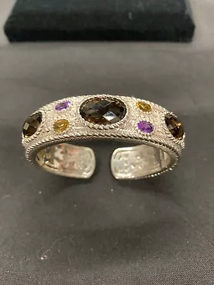 Judith Ripka Sterling Silver Smoky Quartz Amethyst & Citrine Bracelet • $129.99