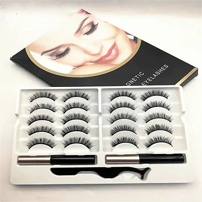 £9.59 • Buy Magic Magnetic Eyelashes Self Adhesive Eyeliner Tweezer False Long Lashes Set