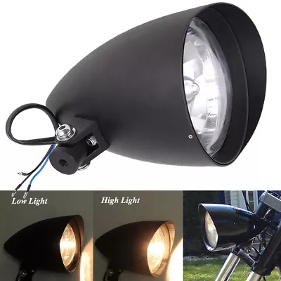 5.75  Motorcycle Bullet Visor Tri-Bar Headlight For Harley Universal Matte Black • $63.87