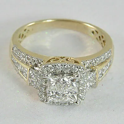 3Ct Princess Cut Lab Created Diamond 14K Gold Finish Engagement Cluster Ring • $87.99