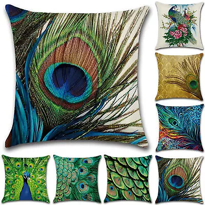 £7.09 • Buy 18  Peacock Cushion Covers Pillow Case Square Cover Sofa Waist Throw Home Decor