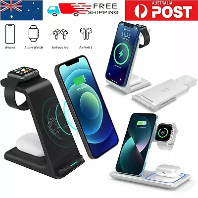$15.99 • Buy Wireless Charger Dock Charging Station 3 In 1 For Apple Watch IPhone 13 12 11 XS