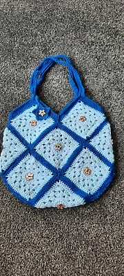 £12 • Buy Handmade Crocheted Granny Square Reto Style Bag With Star Detailing 