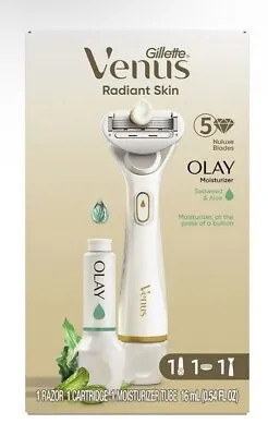 Gillette Venus Radiant Skin 5 Nuluxe Blades With Olay Moisturizer Seaweed & Aloe • $19.99