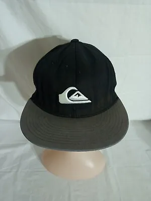 QUIKSILVER Fitted Cap Hat Black  Grey 3D Logo Snapback S/M Fit Unisex • $24.95