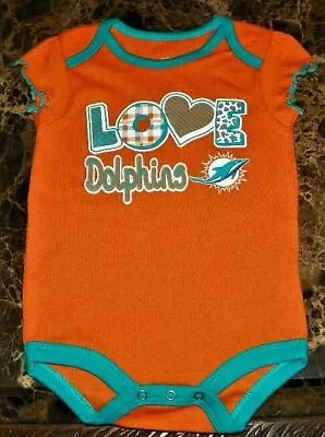  NEW  Miami Dolphins ~ Logo INFANT CREEPER BODYSUIT ~ NFL Girl's Sz 12M Orange • $11.95