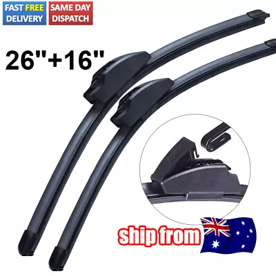 Front Windscreen Wiper Blades 1Pair Of 26inch (660mm) & 16inch (400mm) Fits Hook • $18.59