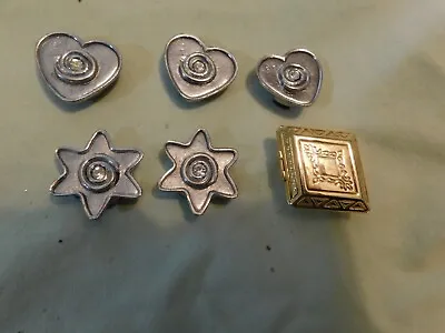 VTG Lot Of 6 Button Covers Heart & Star Shape LOOK • $3